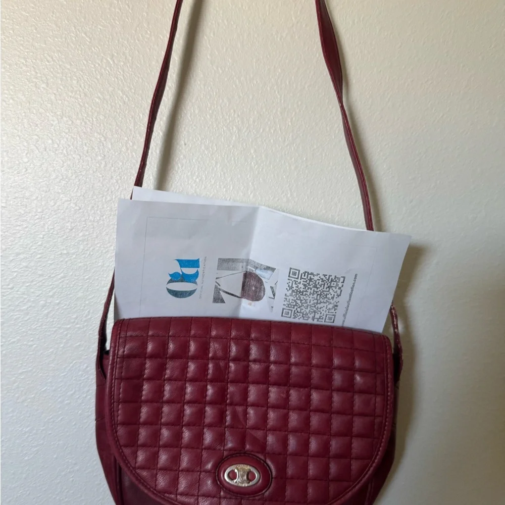 Celine vintage Red Quilted Leather Bag with COA - Picture 7 of 17